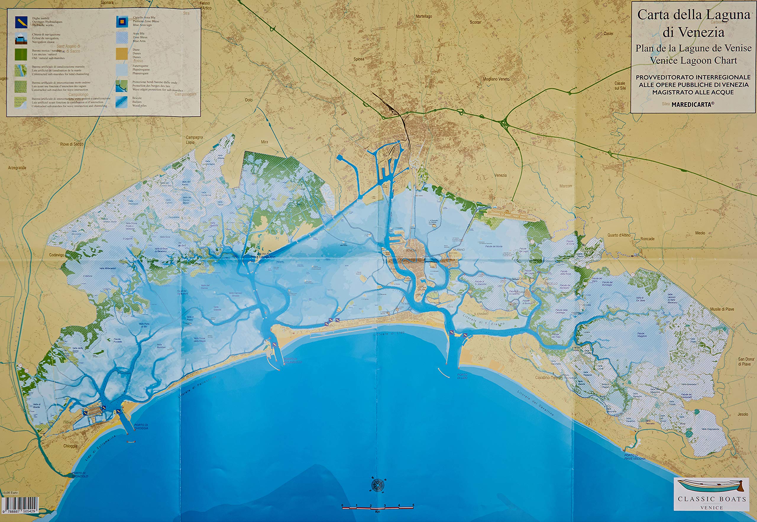 Carta della laguna di venezia - plan de la lagune - venice lagoon chart - 1:50.000 - versione piegata