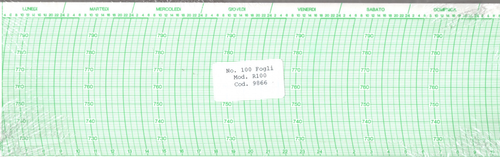 Diagramma universale settimanale per barografo (100 fogli) - H 9,20 X 31,00 cm