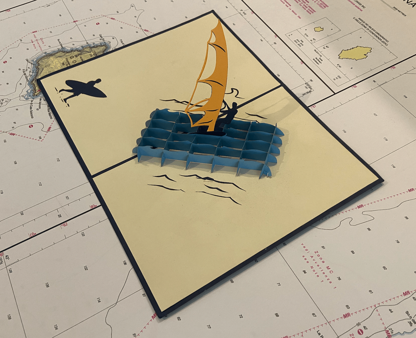Biglietto windsurf tridimensionale