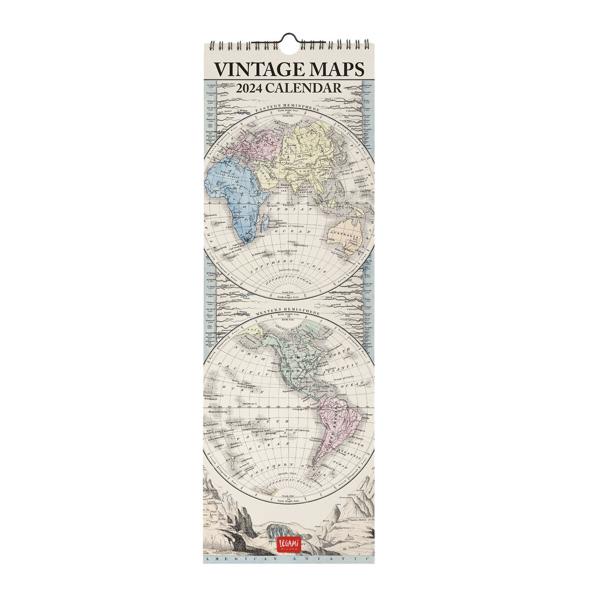 Calendario vintage maps 2024 - 16x49 - Aa.vv - calendario